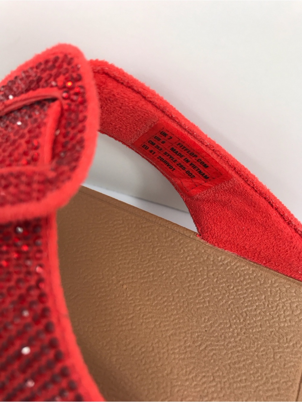FITFLOP Isabelle Red Rhinestone  Platform Wedge Thong Sandals US 9 / EU 41 - Picture 7 of 9